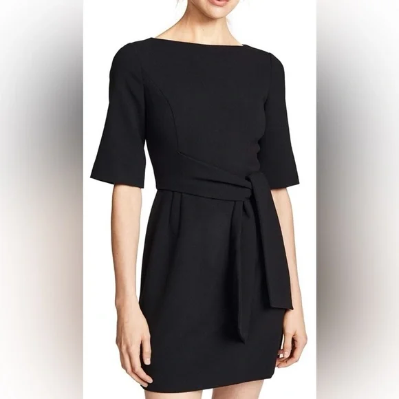 Alice + Olivia Virgil Boat Neck Wrap Dress Black Sz 2 - Picture 7 of 10